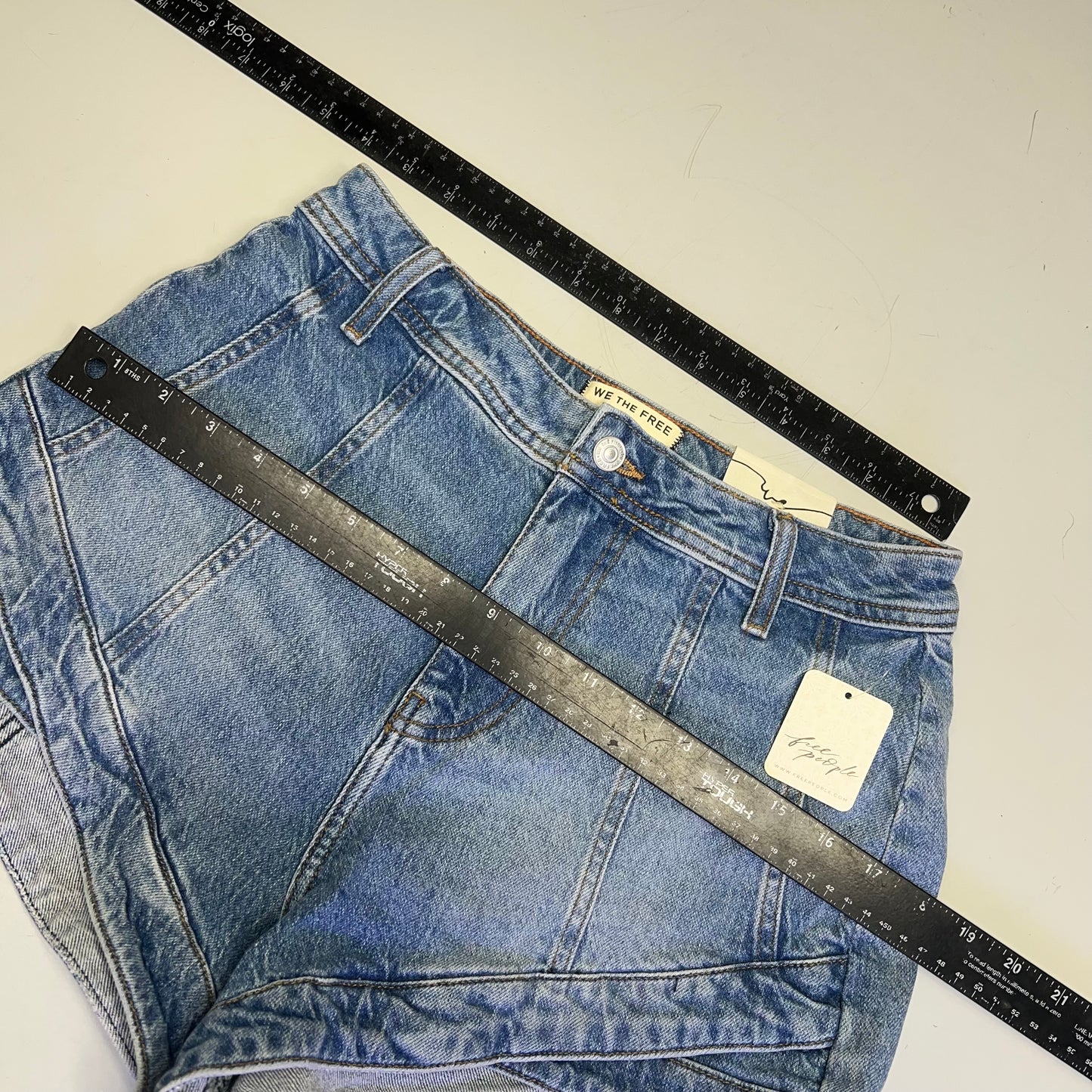 FREE PEOPLE CRVY Mona High-Rise Shorts  Women's Sz 29 Power Trip Blue 931600