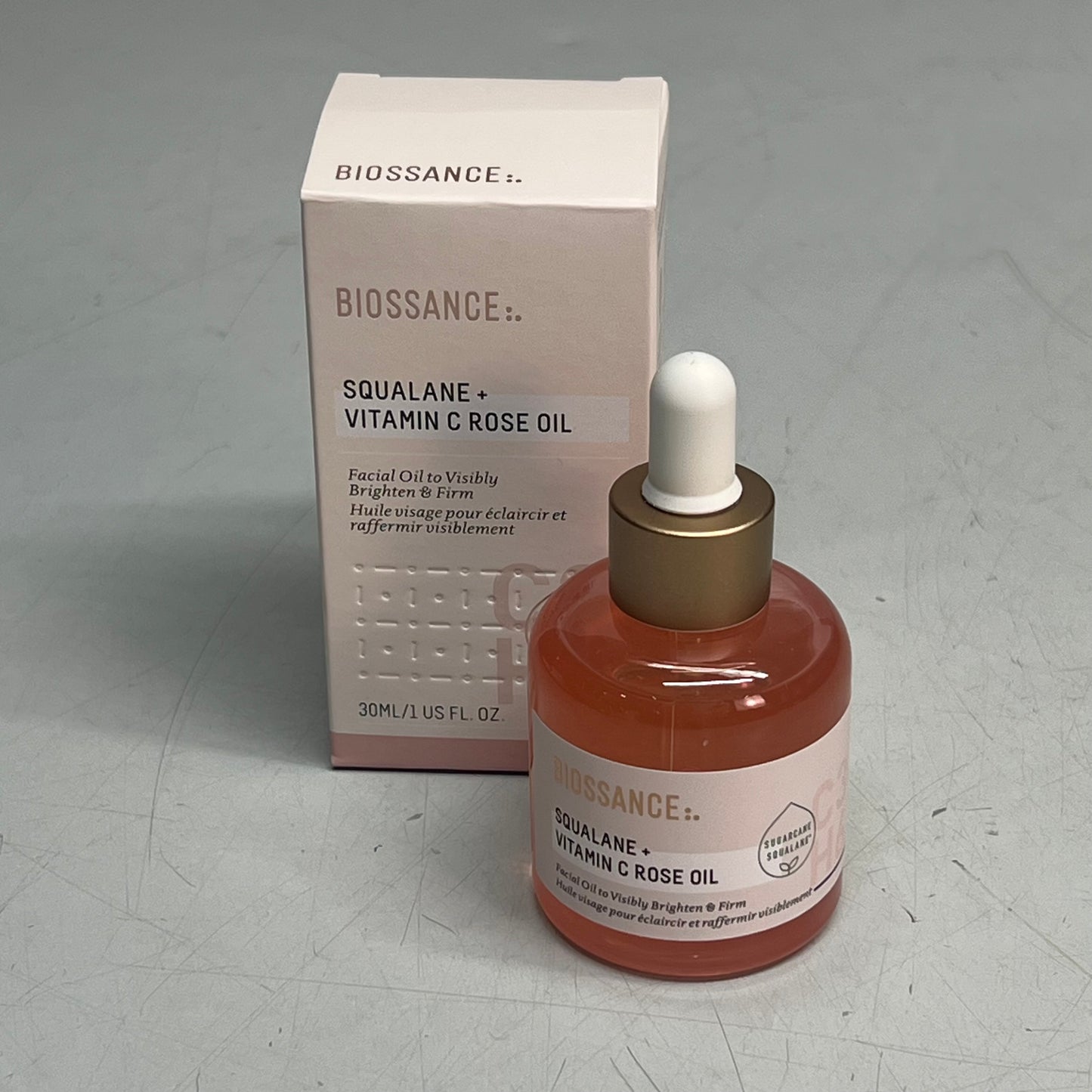 BIOSSANCE Squalene + Vitamin C Rose Oil For Skin Radiance & Suppleness 1 fl oz