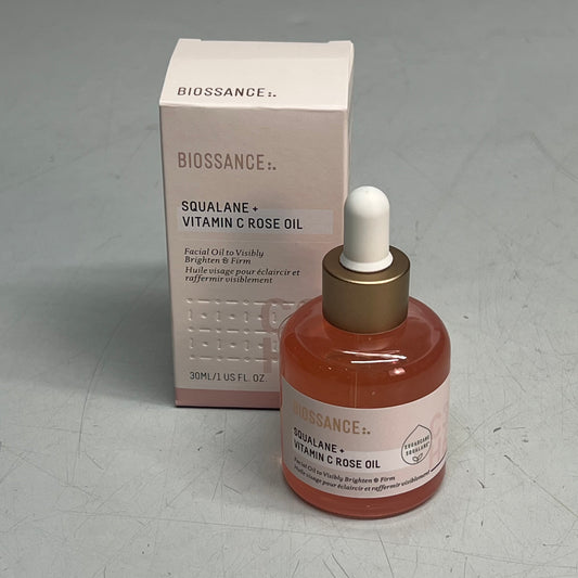 BIOSSANCE Squalene + Vitamin C Rose Oil For Skin Radiance & Suppleness 1 fl oz