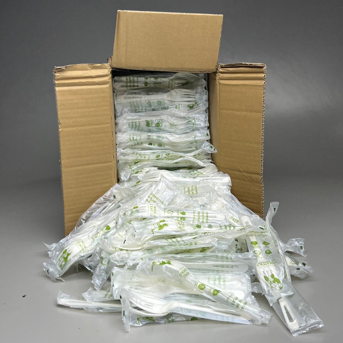 WORLD CENTRIC 750PK! Compostable TPLA Forks Individually Wrapped 6" FO-PS-1