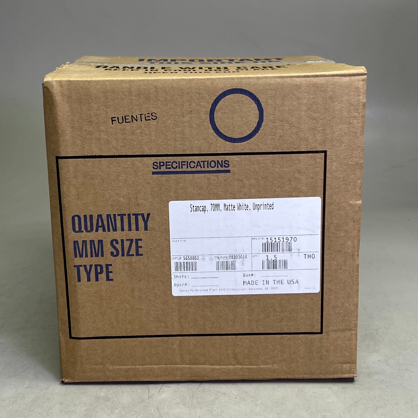 ZA@ STANCAP (1500 Pcs) Plain White Glass Cover Cap Sz 3"D x 0.8"H (New)