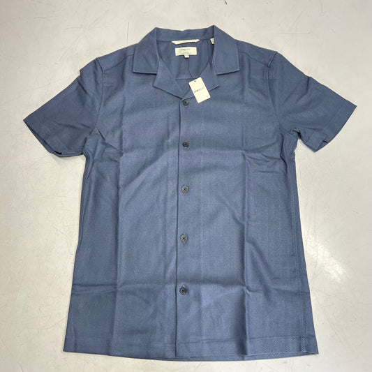 RW & CO Short-sleeve Herringbone Shirt W/ Camp Collar Men's Sz XS Blue 485793