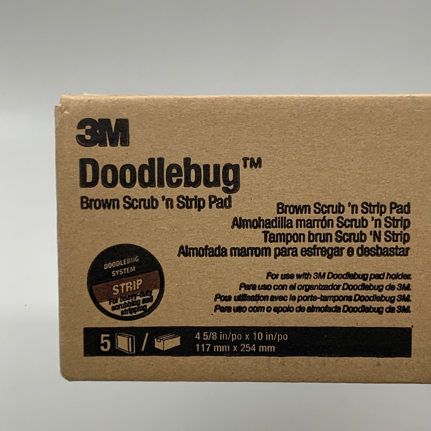 3M (5 PACK) Doodlebug Scrub 'n Strip Pad Brown 4-5/8" x 10" 8541