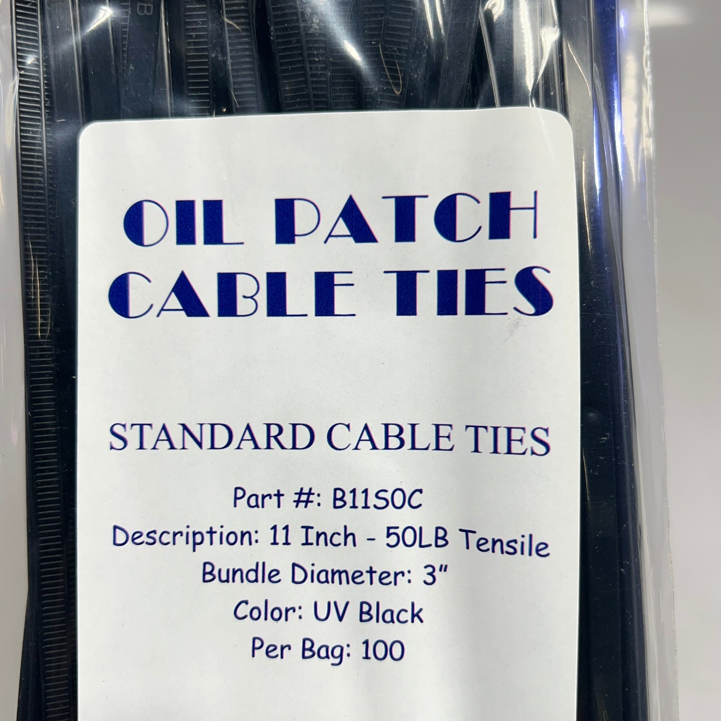 ZA@ (2 PACK, 100 EACH) Oil Patch Cable Ties  11" 50 lb Tensile 3' Bundle Dia UV Black B11SOC