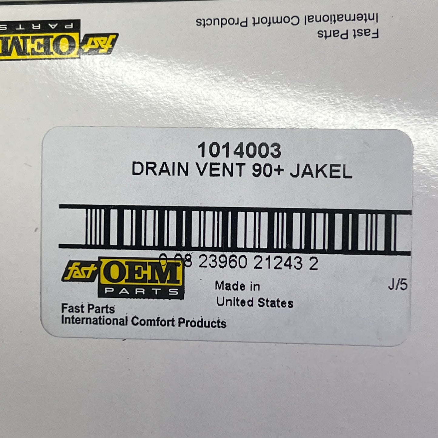 FAST OEM International Comfort Products Drain Vent 90+ Black/Yellow 1014003