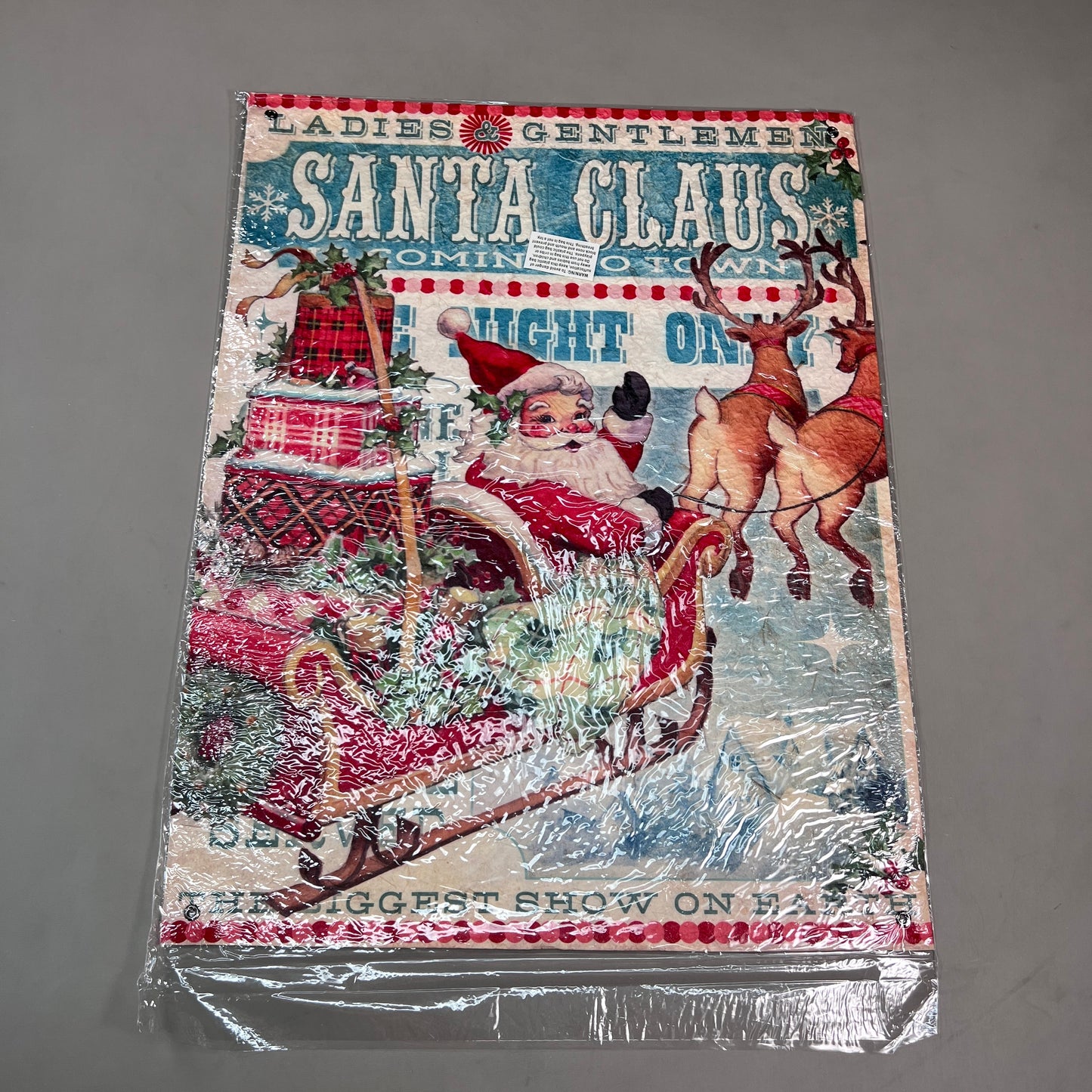 8-PK! RAZ IMPORTS 24" Santa Claus is Coming to Town Paper Tapestry Christmas Decor 4159082 (New)