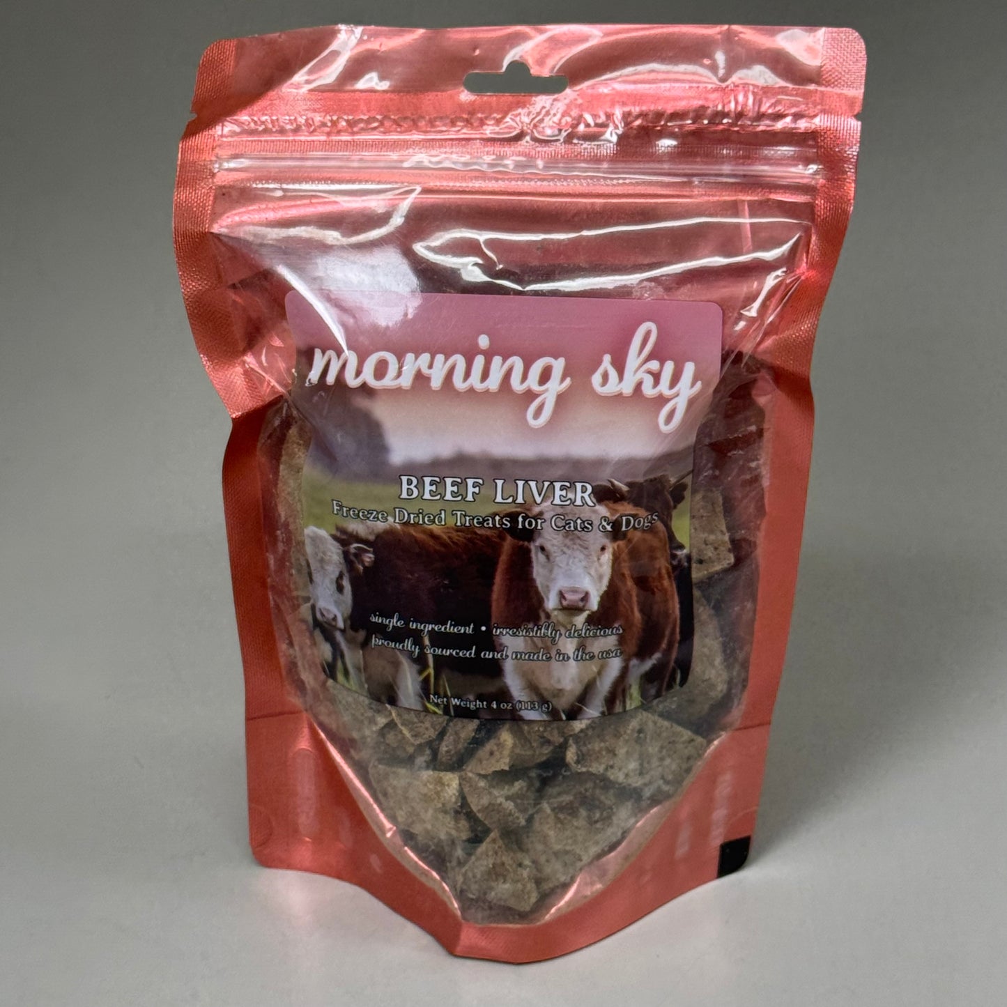 MORNING SKY (2 PACK)Freeze Dried Beef Liver Treats for Cats & Dogs 4oz BB 08/26