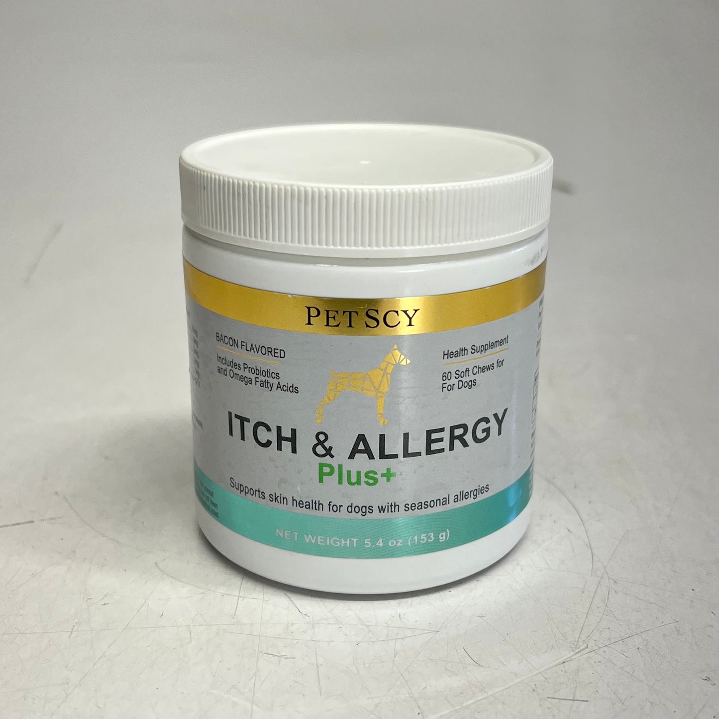 PET SCY Itch & Allergy Plus+ Bacon Flavor Soft Chew Dog Supplements  5.4 fl oz
