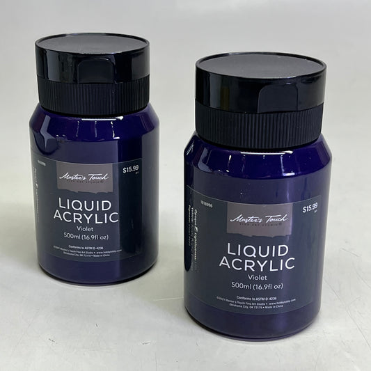 MASTERS TOUCH (2 PACK) Liquid Acrylic Artist Paint 16.9 Fl Oz Violet 1818996