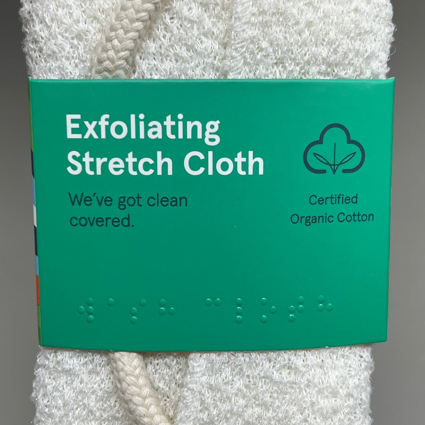 CLEANLOGIC Certified Organic Cotton Exfoliating Stretch Cloth 17" X 8" 1200219