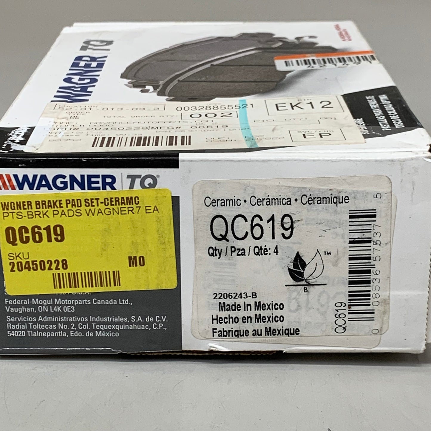 WAGNER TQ ThermoQuiet Front Ceramic Brake Pads Lexus & Toyota QC619