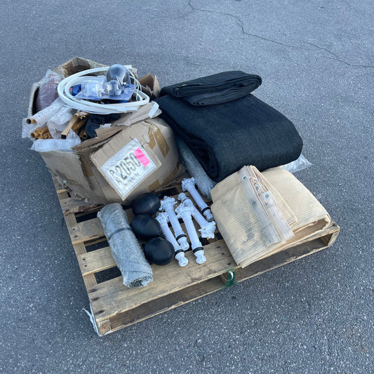 ZA@ Pallet of MIXED Plumbing Supplies, Tarps, & More! (AS-IS)