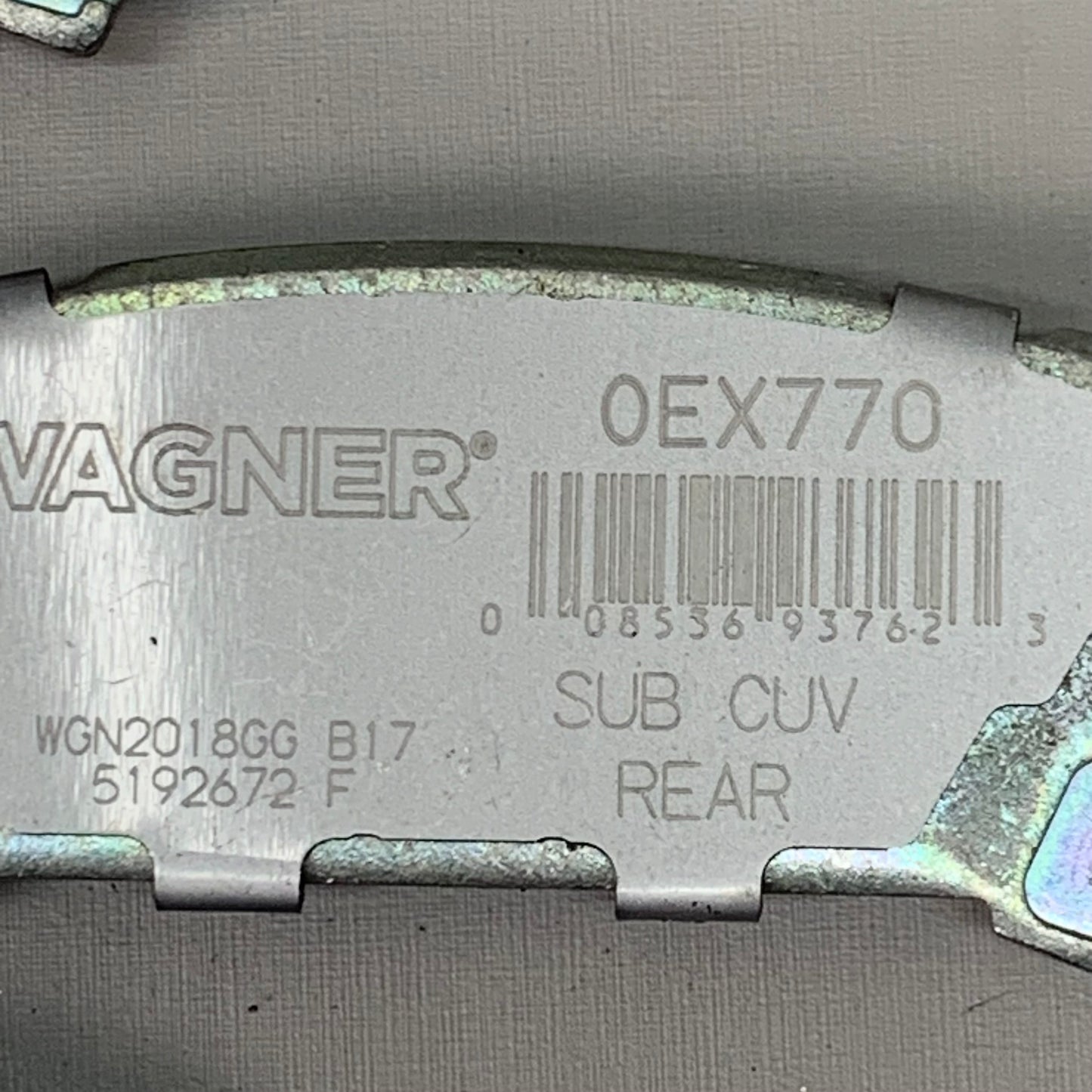 WAGNER OEx Ceramic Disc Brake Pad Set 4 1/2" x 2" Grey OEX770