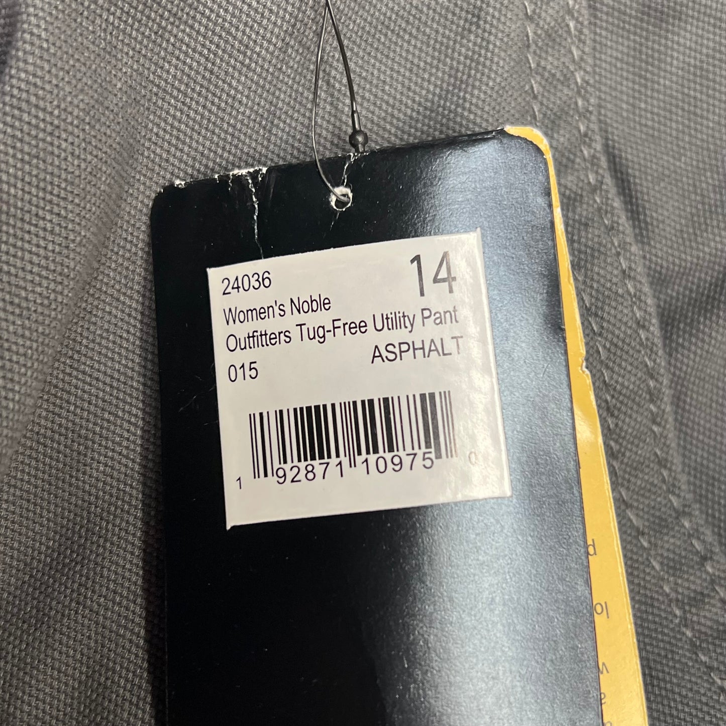 NOBLE OUTFITTERS Tug-Free Stretch Canvas Utility Pant Women's Sz 14 Asphalt 24036