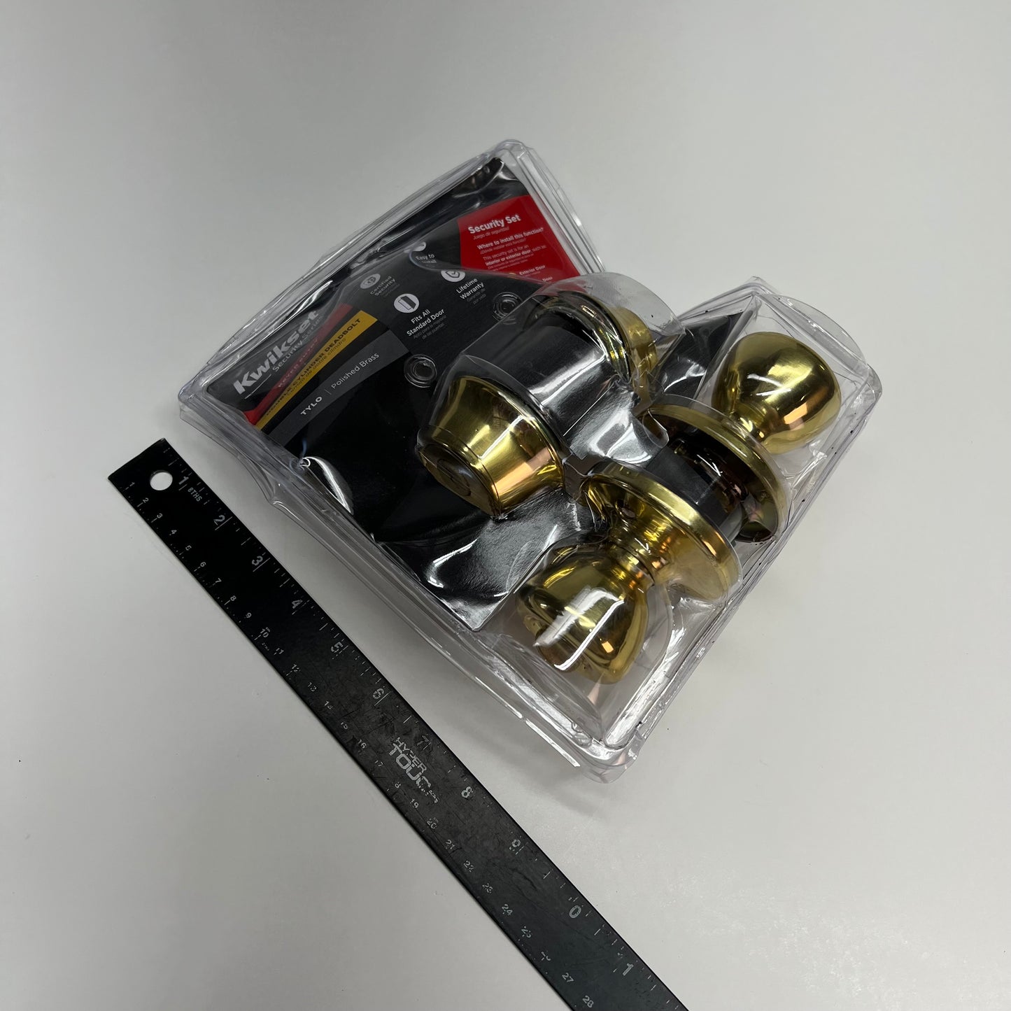 KWIKSET Tylo Deadbolt & Entry Door Knob  1-3/4 in Polished Brass 96950-163 (As-Is)