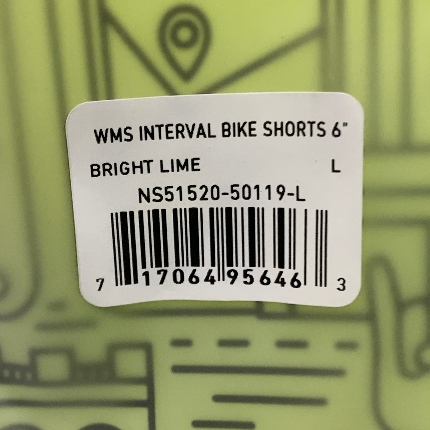 NATHAN Interval 6" Inseam Bike Short Women's Bright Lime Size L NS51520-50119-L