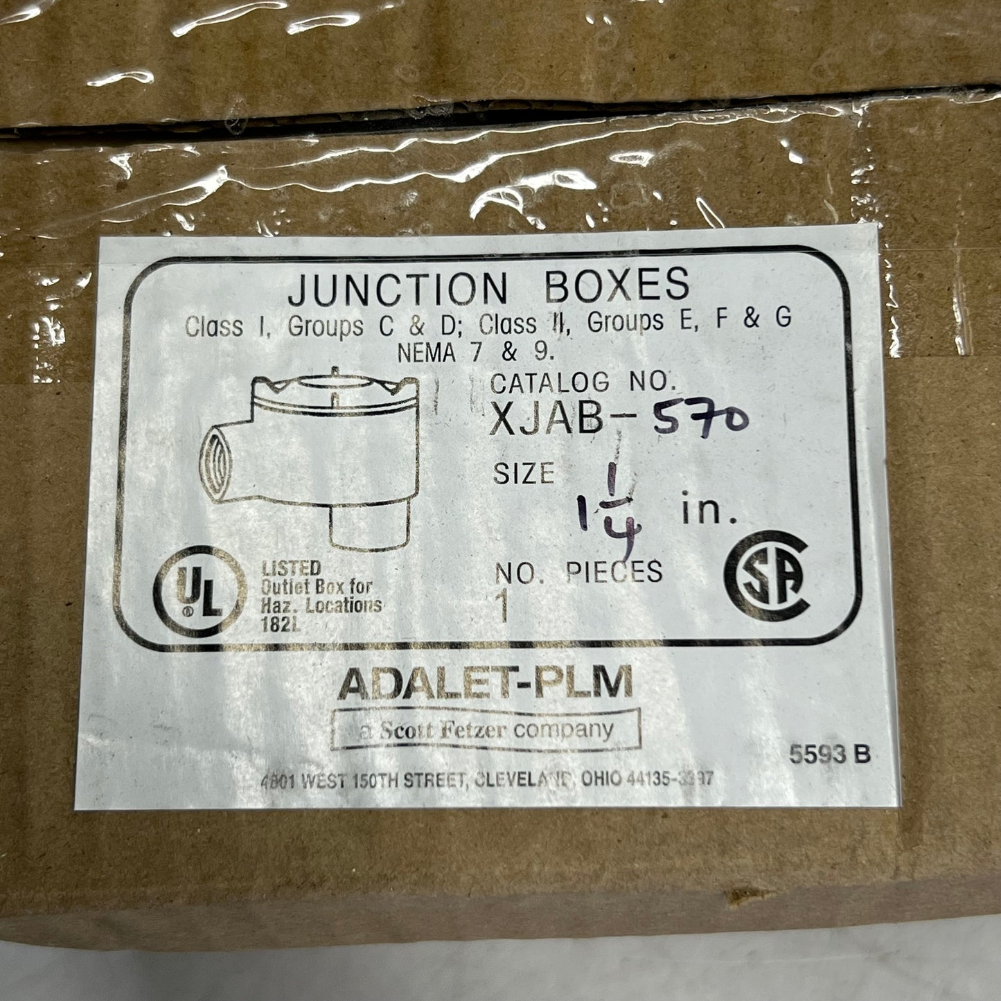 ADALET-PLM Explosion-proof Multi-hub Junction Box Sz 1-1/4" Steel XJAB-570