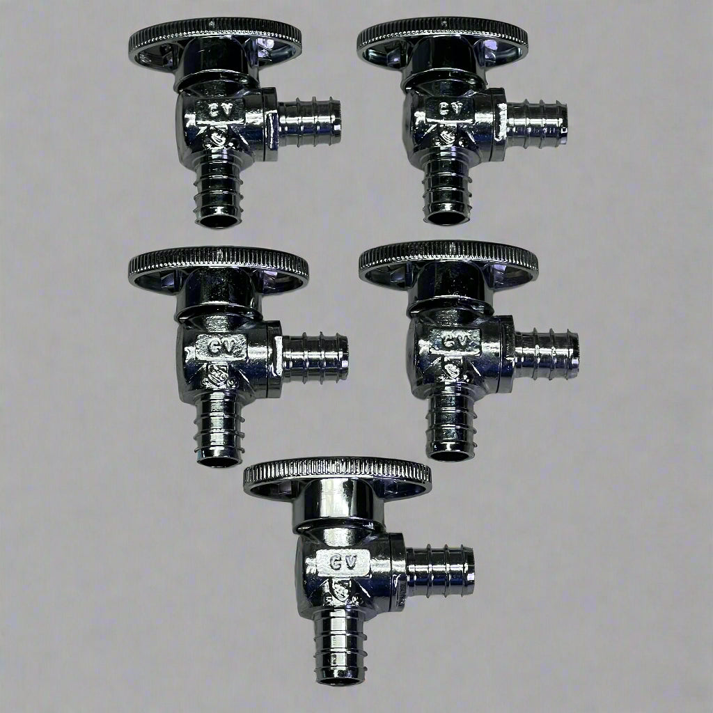 CROWN (5 Pack) Turn Supply Stop Valve 1/4", Chrome