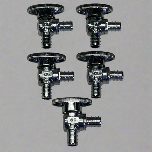 CROWN (5 Pack) Turn Supply Stop Valve 1/4", Chrome