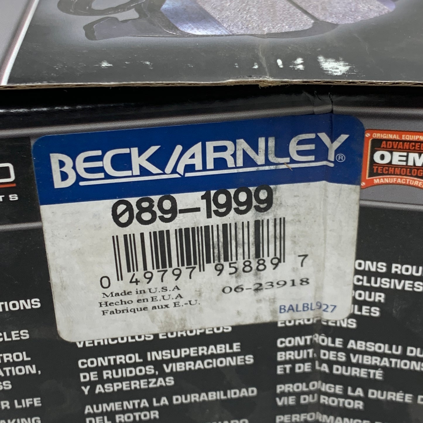 BECK ARNLEY AKEBONO for Mercedes-Benz Ceramic Brake Pad Set 189-1999