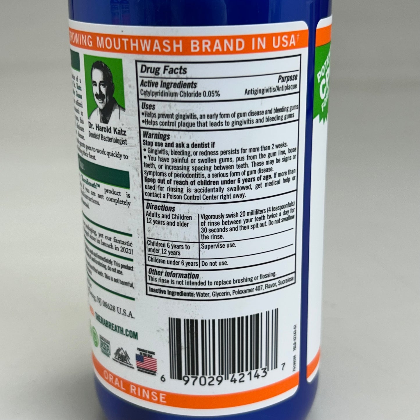 ZA@ THERABREATH (3 Pack) Healthy Gums Oral Rinse Clean Mint 16fl Oz