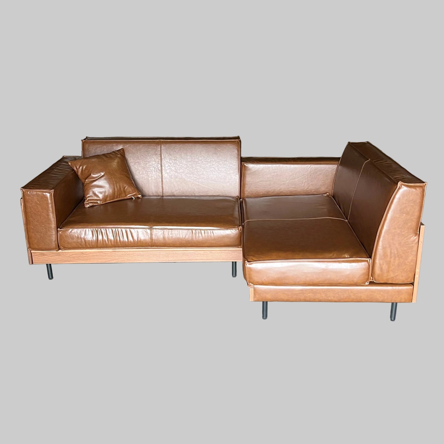 Leather Sectional Sofa 92"L x 55"W x 33"H Brown (New Other)