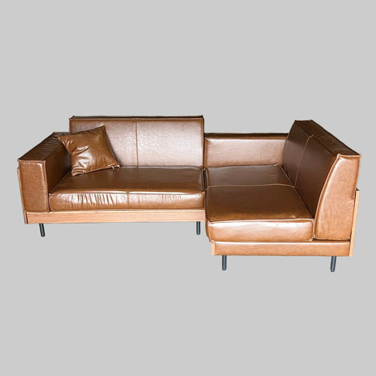 Leather Sectional Sofa 92"L x 55"W x 33"H Brown (New Other)