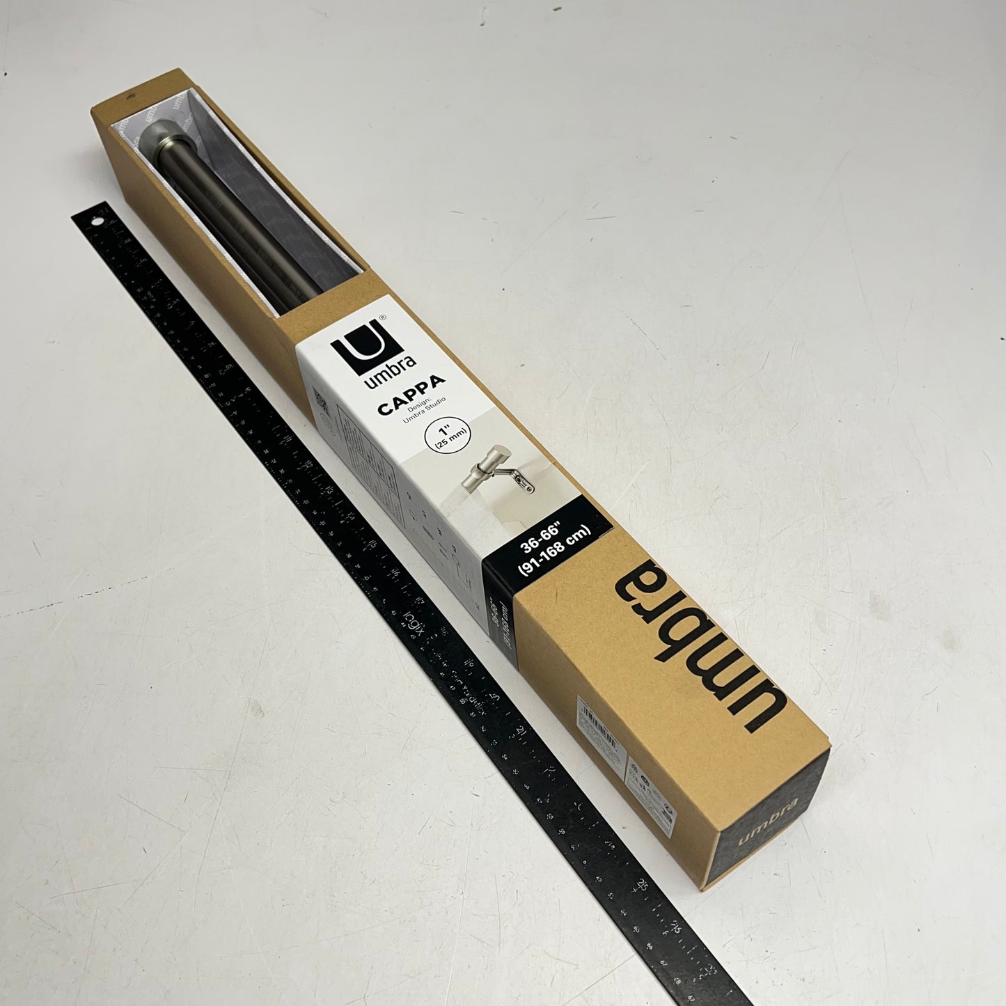 UMBRA Cappa Adjustable Curtin Rod Solid Metal 36"-66" Satin Nickel 1021409-1001