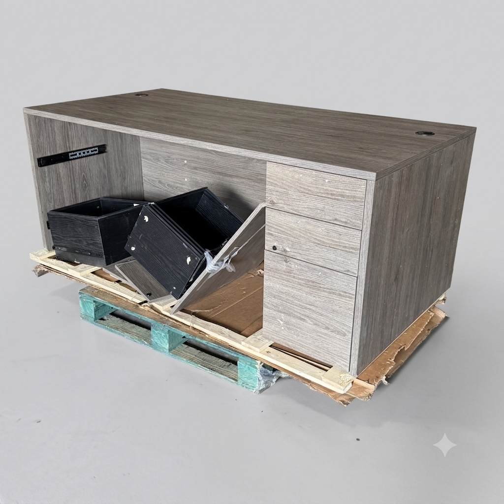 ZA@ Pallet of LORELL Double Pedestal Desk Sz 35.5"W x 71"L x 29"H - LLRPD3672DPGE (AS-IS, Damaged)
