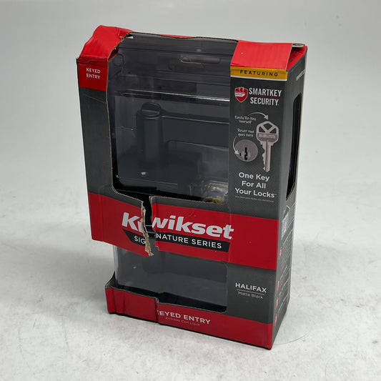 KWIKSET Halifax Square Keyed Entry Handle Smartkey Matte Black 97402-920