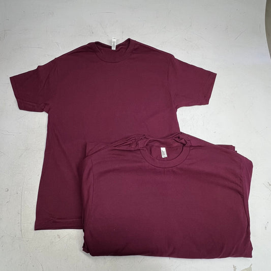 ZA@ AMERICAN APPAREL (12 PACK) Heavyweight Cotton Tee Unisex Sz L  Burgundy 1301