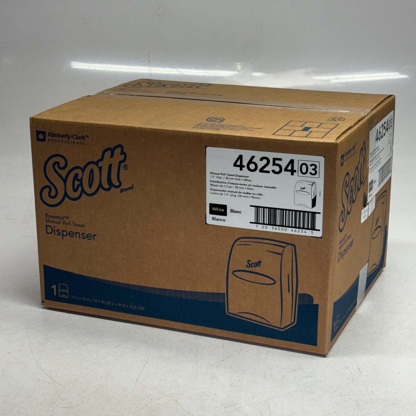 SCOTT Essential Manual Hard Roll Towel Dispenser Sz 12.6" x 16.4" x 10.1", White 46254