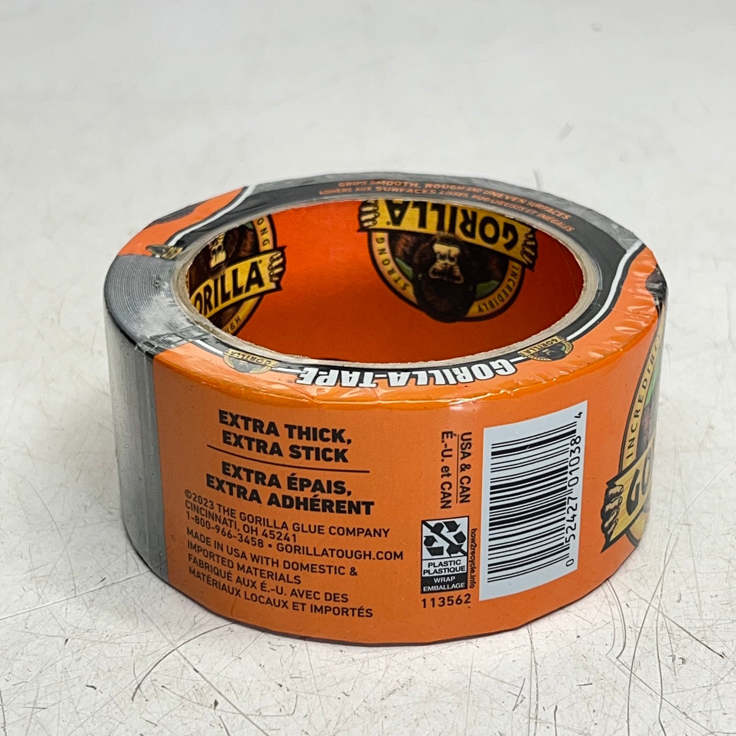 ZA@ GORILLA TAPE (6 PACK) Duct Tape Double Thick Adhesive 1.88" x 10 Yd Black 105462 (Distressed)