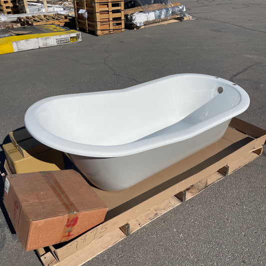 Z@ VINTAGE TUB & BATH Free Standing Cast Iron Core Bathtub 67”x30”x23” White & Grey RMN146SORB