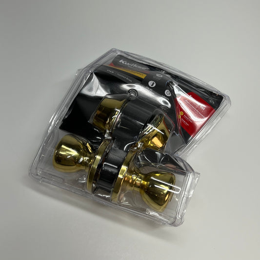 KWIKSET Tylo Deadbolt & Entry Door Knob  1-3/4 in Polished Brass 96950-163 (As-Is)