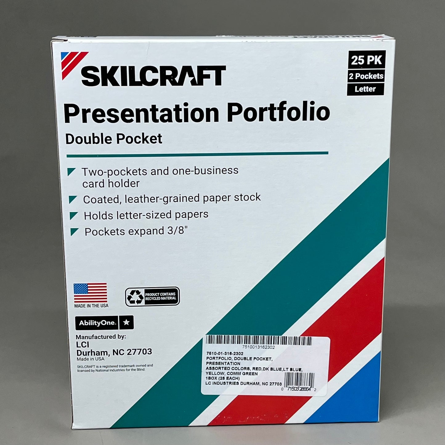 SKILCRAFT (2 PACK, 50 TOTAL) Double Pocket Presentation Portfolio Multicolor