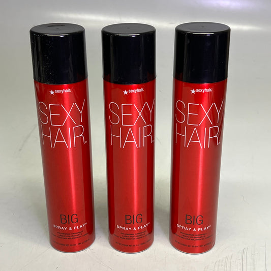 SEXY HAIR (3 PACK) Play & Spray Volumizing Hair Spray Medium Hold 10.0 oz