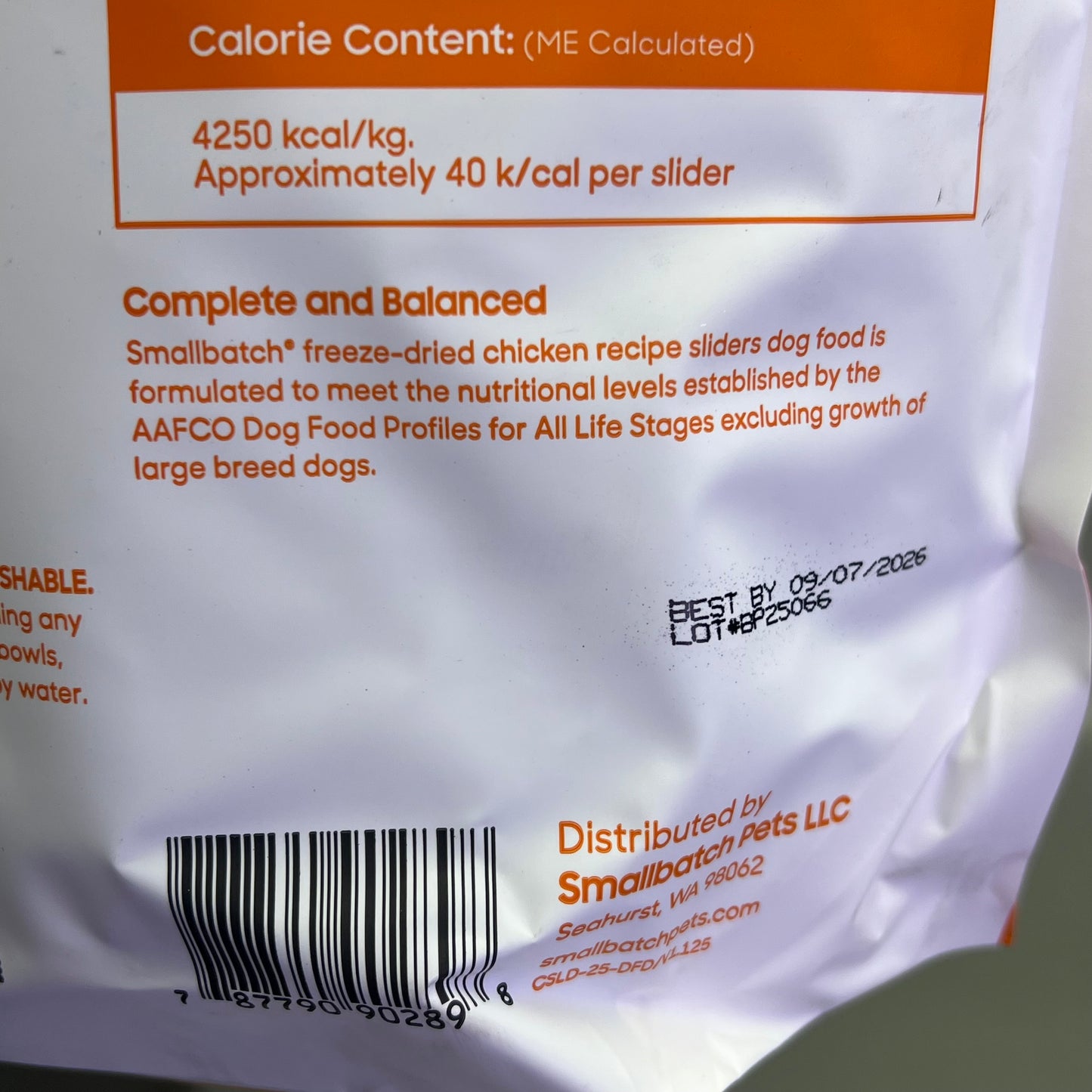 ZA@ SMALL BATCH Freeze Dried Sliders For Dogs Chicken Recipe 25 Oz Bag BB 09/26 A