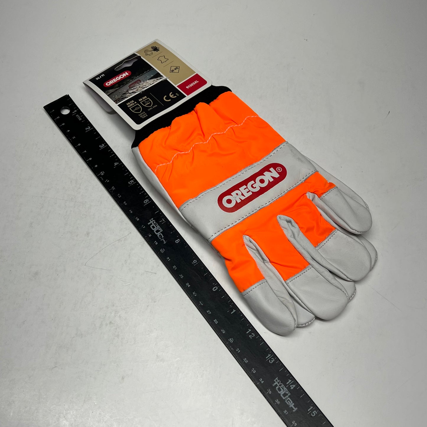 OREGON Leather Chainsaw Gloves Extra Thick Material  Unisex Sz XL Orange 91305XL