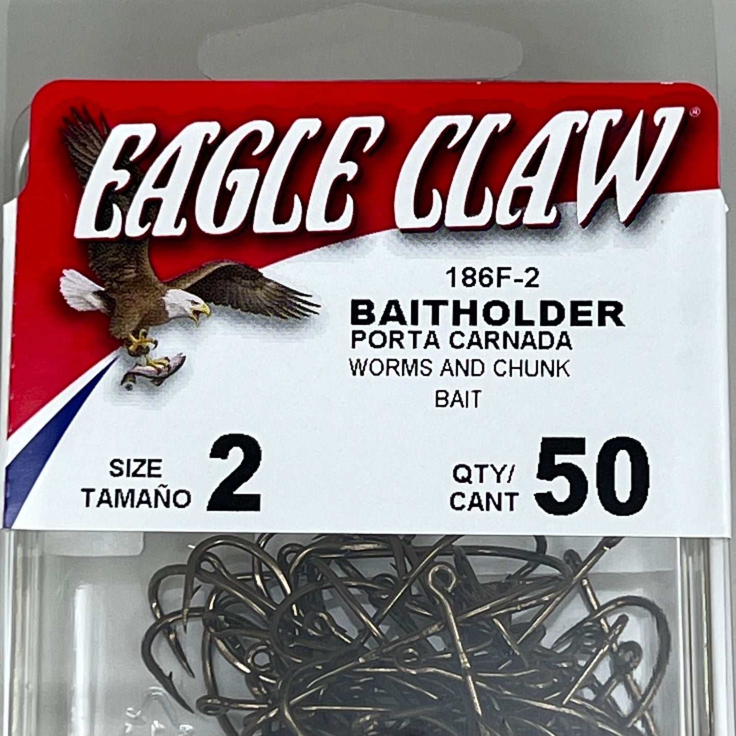 EAGLE CLAW High Carbon Steel Worms & Chunk Bait Holder Bronze #2 50pc 186F-2