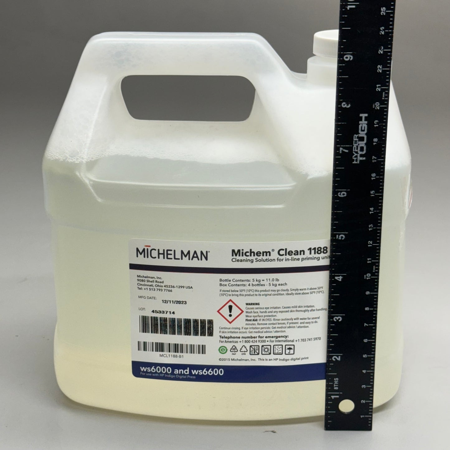 MICHELMAN Michem Clean 1188 WS6000 and WS6600 9 1/2”Hx8”Lx5”W White Bottle