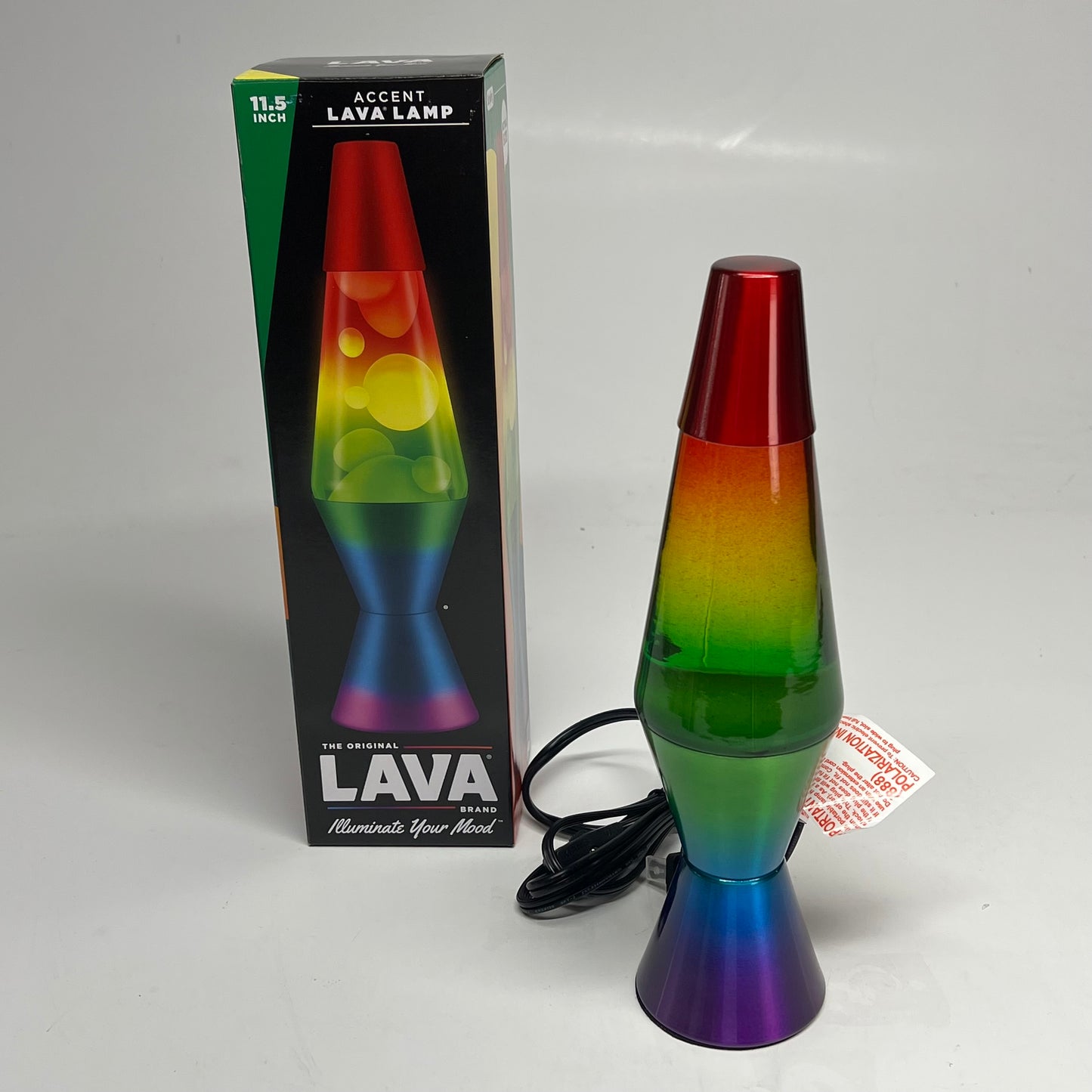 SCHYLING Accent Lava Lamp Illuminate Your Mood 11.5" Rainbow Liquid & Base 1982