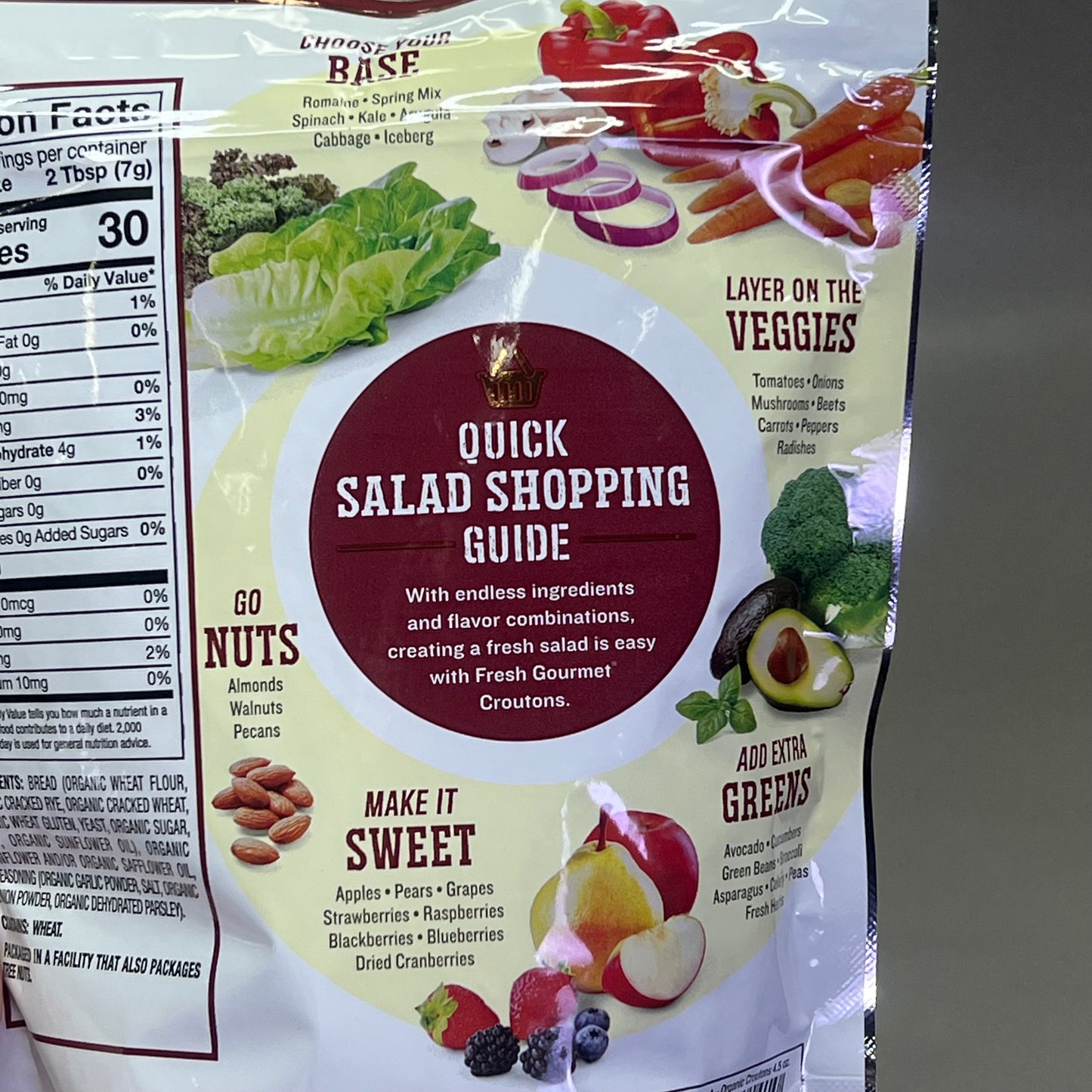 FRESH GOURMET (9 PACK) Organic Croutons Seasoned Salad Topping 4.5 oz BB 04/26