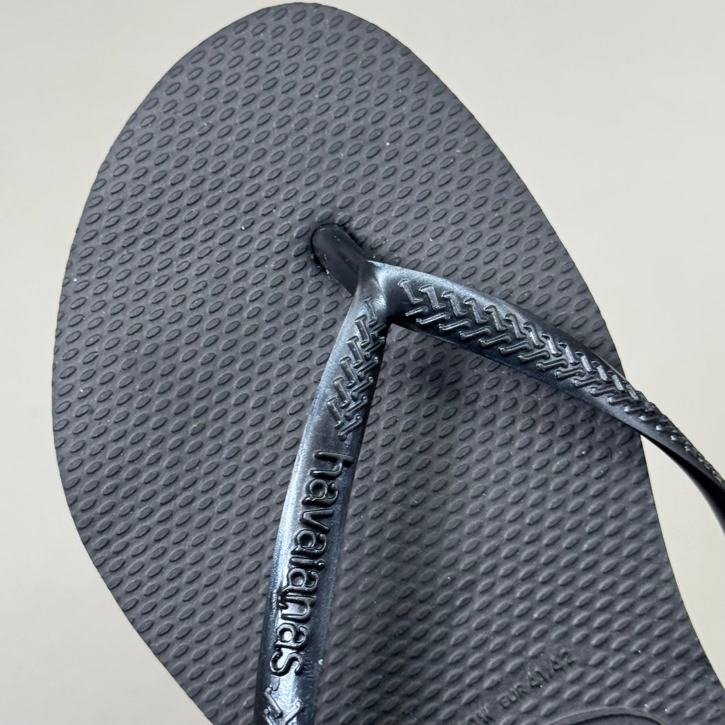 ZA@ HAVAIANAS High Quality Rubber Slim Flip Flops Non-Slip Women's 9/10 Black 400030 D