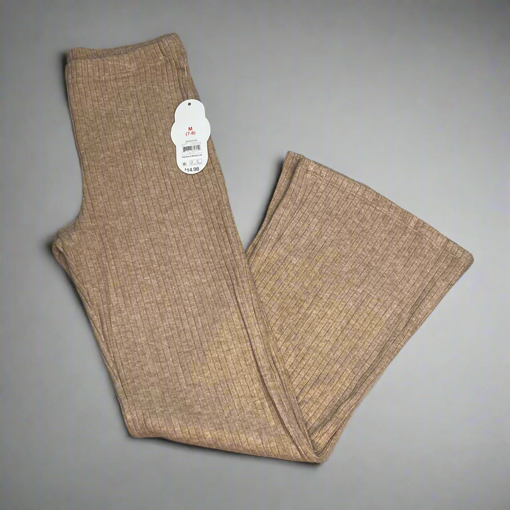 ZA@ WONDER NATION Twin Rib Bottoms Girl Sz S (6-6X) Dark Latte Heather A