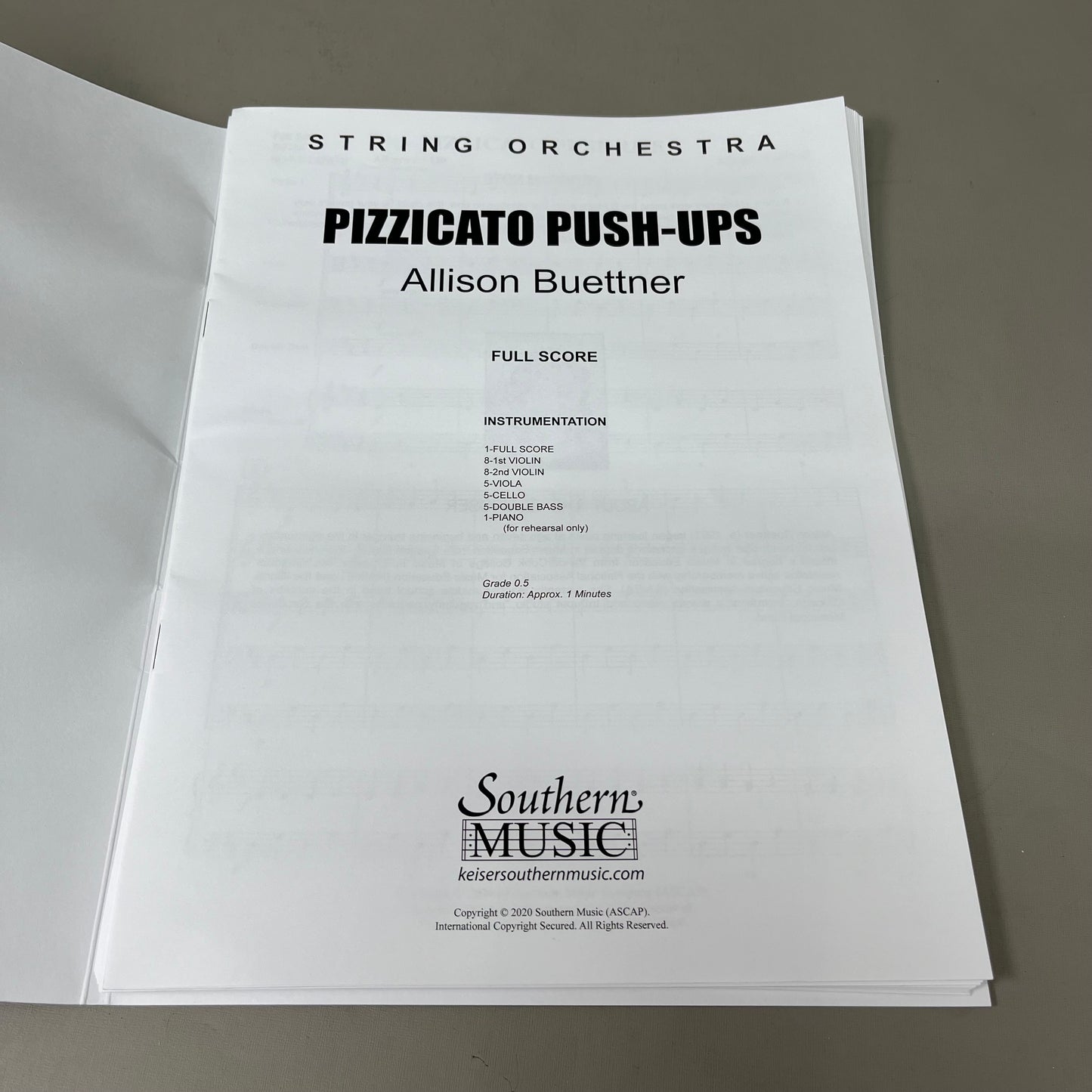 SOUTHERN MUSIC Pizzicato Push-Ups by Allison Buettner Beginner String Orchestra