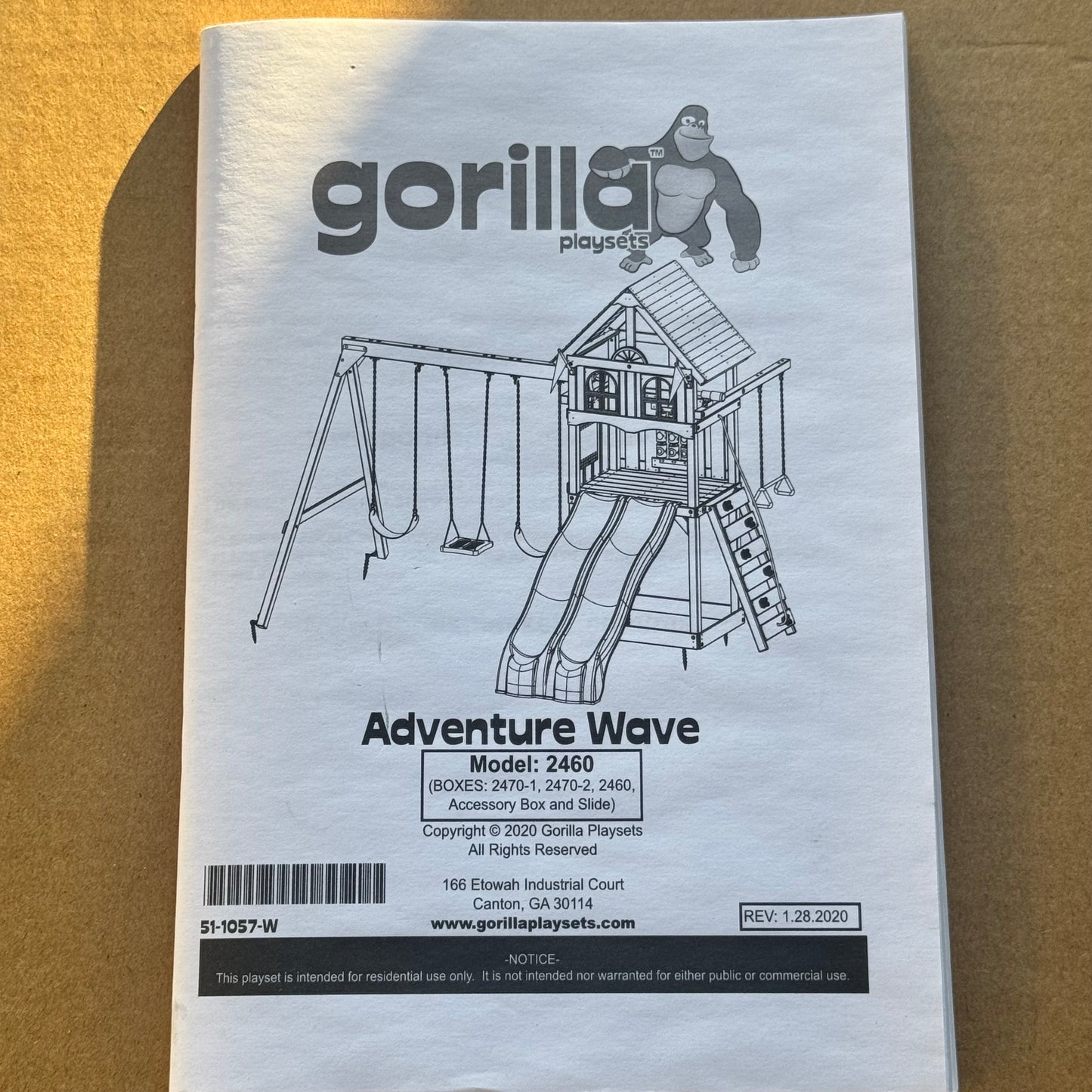 ZA@ GORILLA PLAYSETS Adventure Wave Playset Swings Slide Wood Material MPN 2470-2