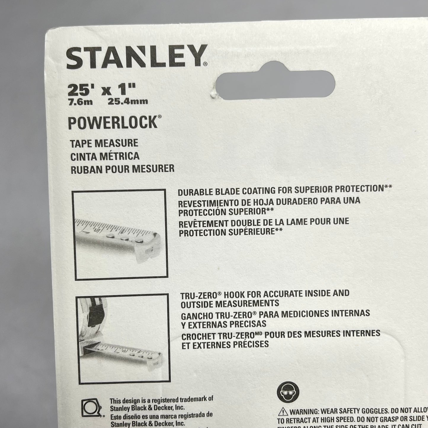 ZA@ STANLEY (2 PACK) Power Lock Tape Ruler Corrosion Resistant 1"x25' Silver 33-425