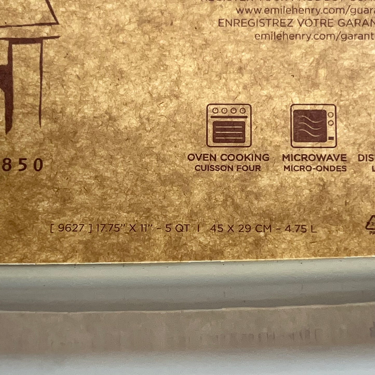 EMILIE HENRY Modern Rectangular Baker 17.75" x 11" x 3" Pearl Grey EH819627