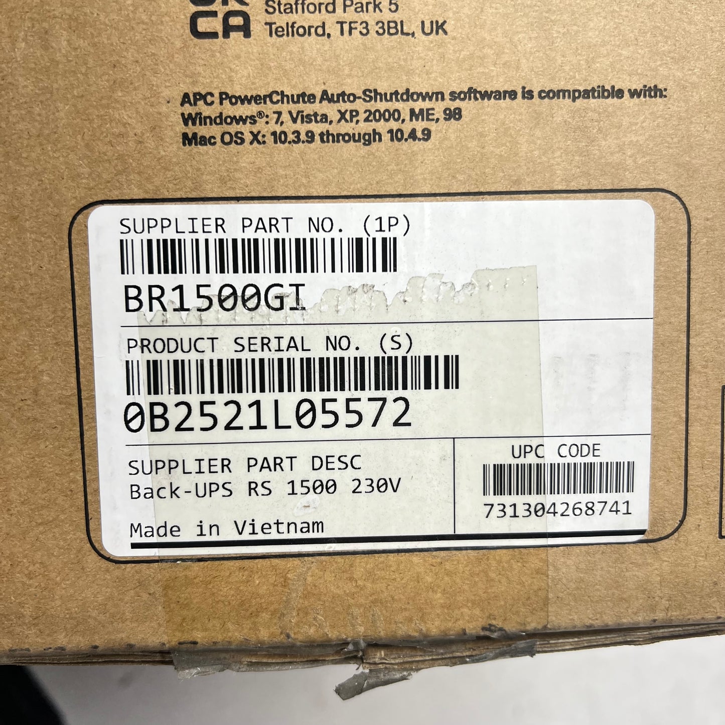APC Rechargeable Power Saving Back-ups Pro 1500/230V 8 Hr Run Time BR1500GI